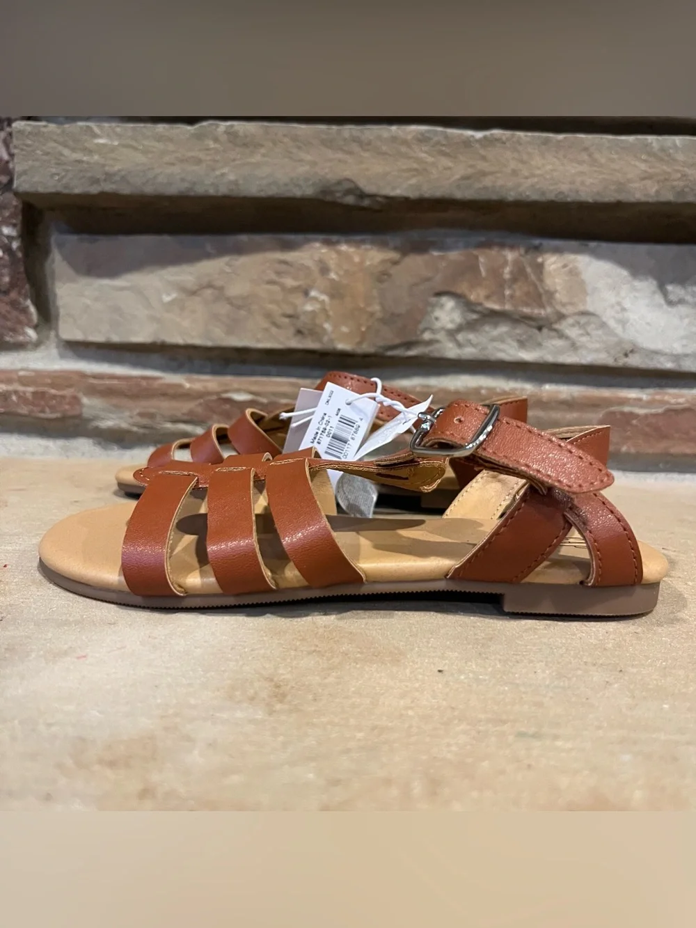 GAP Kids Auburn Faux Leather G Strap Classic Fisherman Sandals